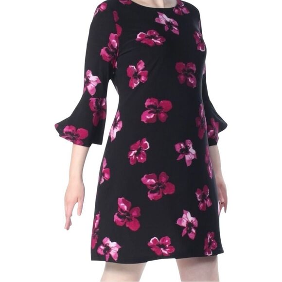 Tommy Hilfiger Pink Floral Bell Sleeve Mini Dress size 4 - Picture 7 of 7